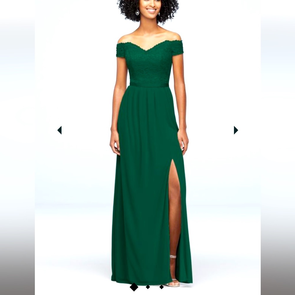 Juniper off shoulder lace & mesh bridesmaids dress